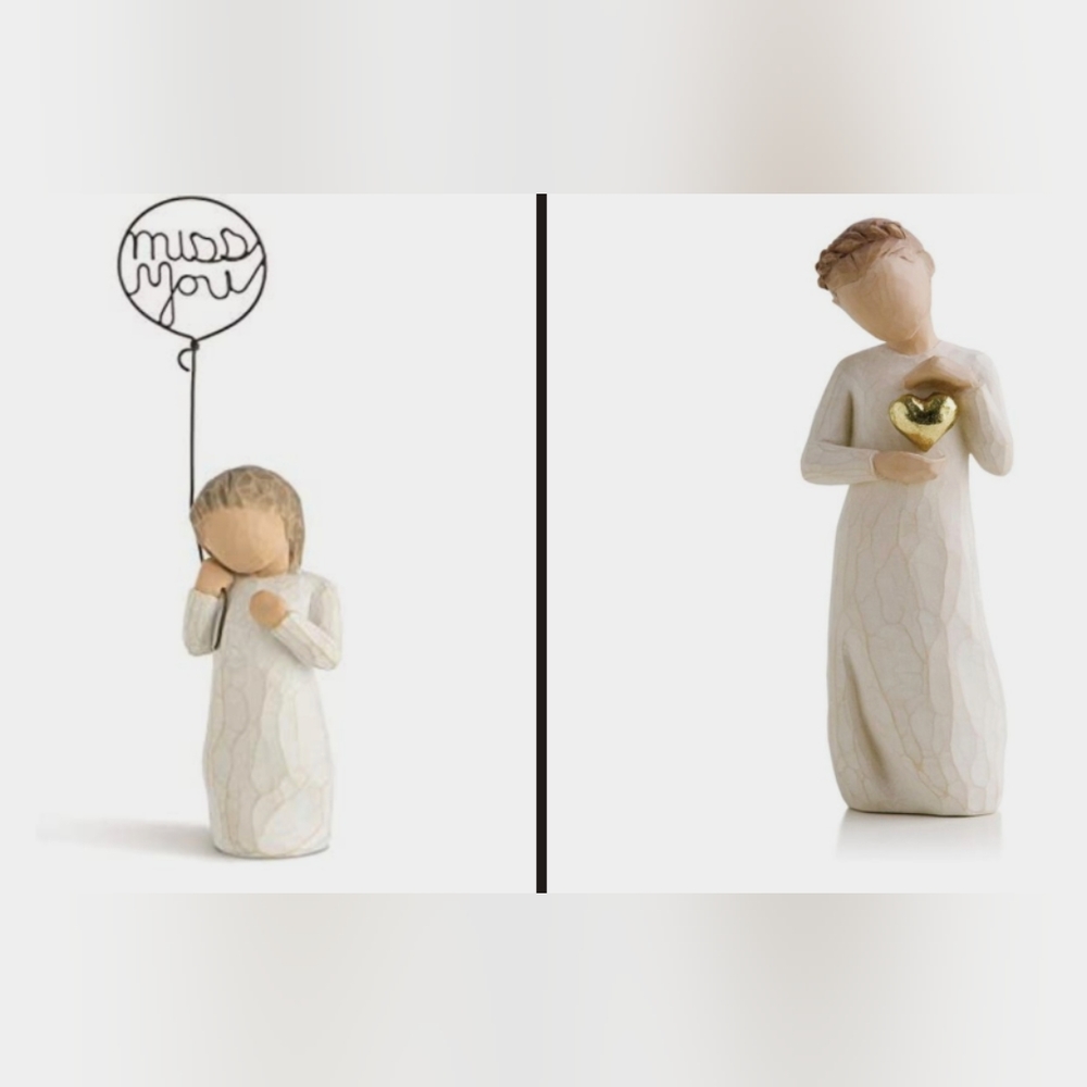 2 Willow Tree keepsakes: "Kept Forever in the Heart" and "Miss You" set of 2